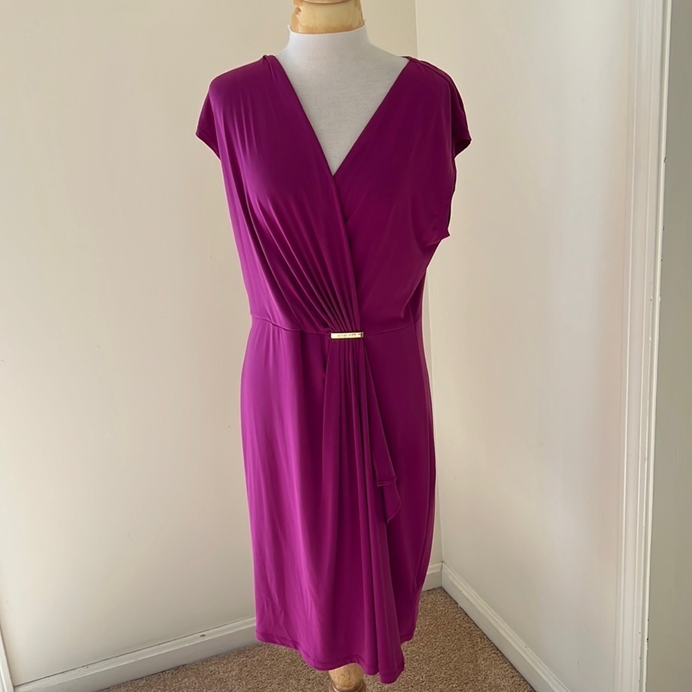New! Michael Michel Kors large peony faux wrap dress.
